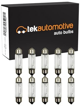Tek Automotive 272 Number Plate Bulb Car Interior Light Bulbs 12V 10W Bulb S8.5D 11x38mm Festoon Bulbs - Box of 10 Car Bulbs