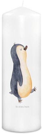 Mr. & Mrs. Panda 29 x 8 cm XL Kerze Pinguin marschieren - Geschenk, Pinguine, Kerze für Kommunion, Kommunionskerze, Kerze mit Druck, Langschläfer,