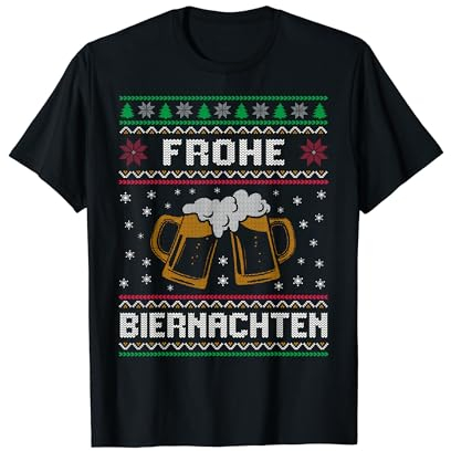 FROHE BIERNACHTEN Ugly Christmas Motiv Bier und Weihnachten T-Shirt