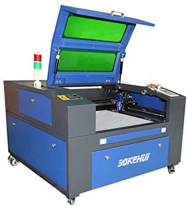 Autofokus CO2 Laser Graviermaschine, 60W 600x400mm, Zellularplattform & Messerstreifenplattform, mit Signalanzeige, kompatibel mit CorelDraw, AutoCAD, Illustrator, Lightburn, Gravur Cutter Engraver