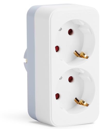 Aigostar Presa Doppia,Presa Multipla con Protezione Bambini,Adattatore Schuko16 A Combinata Standard Tedesco e Francese,Grigio Bianco