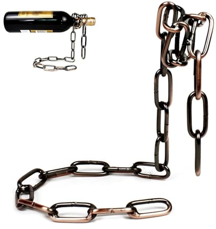 Sghtil Porte-bouteille de vin design chaîne porte-vin vin rangement et présentation murale en métal