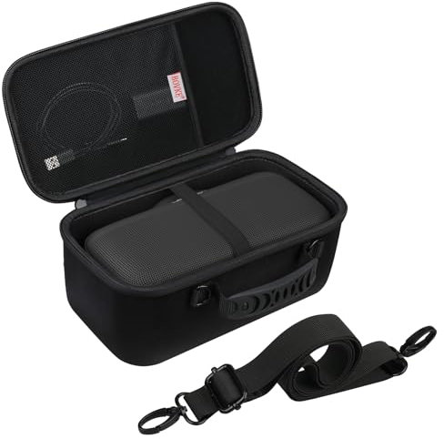 BOVKE Travel Speaker Case Compatible with NEW Bose SoundLink Max Portable Speaker, SoundLink Max Large Waterproof Bluetooth Speaker Holder with Mesh Pocket for Charging Cables, Black