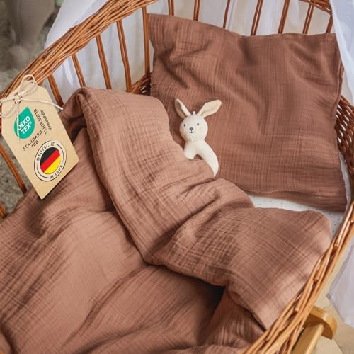 Laleni Baby & Kinder Bettwäsche Set 80x80cm + Kissenbezug 35x40cm, 100% Baumwolle, Oeko-TEX Zertifiziert, Kupfer