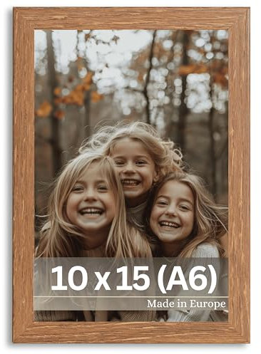 VictoR Bilderrahmen Dali 10x15 cm (A6) Braun - Fotorahmen Holz A6 - Bilderrahmen Braun 10x15 - moderner Holzrahmen mit bruchsicherem Acrylglas