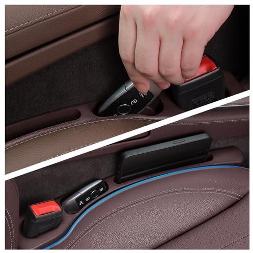 2PCS Autositz Lückenfüller mit Verbreitertem Schlitz,Erweiterter Aufbewahrungsbox Autositz Lücken Fängt Handy/Schlüssel,Universeller Auto Aufbewahrung Zubehör (Rot)