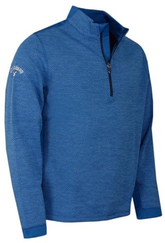Callaway - Golf Tops for Men, Long Sleeve Hexagon Fleece Base Layer Sweater with Thermal Properties and Moisture Wicking Technology (Galaxy Blue Heather)