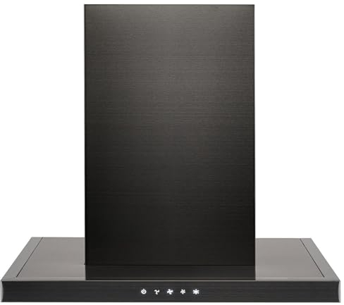 electriQ 60cm Slimline Cooker Hood with Slim Depth - Black Stainless Steel