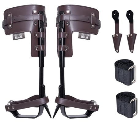 VEVOR 1 Par de Espuelas de Acero de Aleación de Carga de 158,76 kg, Picos para Trepar Árboles con Correas y Protectores de Picos Equipo de Arboricultura para Escaladores, Caza, Recolección, Marrón