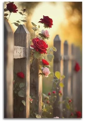 ZZBYMX Blumen-Poster, Rose im Morgenlicht, dekoratives Gemälde, Leinwand, Wandposter und Kunstdruck, moderne Familienschlafzimmer-Dekoration, Poster, 60 x 90 cm