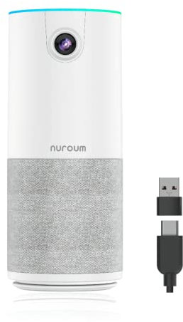 Nuroum C10 Webcam con Micrófono y Altavoz, Full HD Webcam 1080P, Cámara Web Portátil, 90° Gran Angular, Reducción de Ruido, USB A/C Plug&Play, Camara para videoconferencia/Zoom/Teams/Mac/Windows