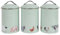 WiseAccordio Set of 3 Sage Green Animal Farm Carbon Steel Canisters Tea Coffee Sugar Jars| Country Kitchen Storage Jar Set |Farmhouse Kitchen Storage Jars with Airtight Lids