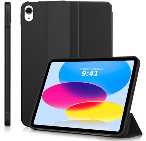 SZPSGC Case for iPad (A16) 11/10th Generation 11/10.9 Inch, Black | 2025/2020 Without Pencil Holder, Trifold Stand Smart Case Soft TPU Back, Auto Wake/Sleep, Support Touch ID