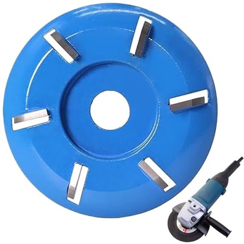 6-Teeth Stump Grinder Wood Carving Disc - Angle Grinder Tool With Turbo Carving Design - Blue Metal for Woodworking Polish