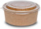 RASMACOR | Pack 15 unidades Ensaladera redonda de cartón Kraft desechable + Tapa PET 750ml | 15 cuencos desechables con tapa | Recipiente de cartón para ensaladas, aperitivos, sopas, cereales