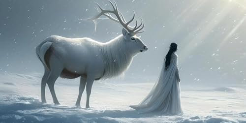 Peinture par Numero Adulte, cerf femme DIY Peinture Enfant Acrylique avec, Peinture par Numero d'art avec Pinceaux et Acryliques Bricolage Peintures Kits pour la Décoration 80x160cm sans Cadre s-275