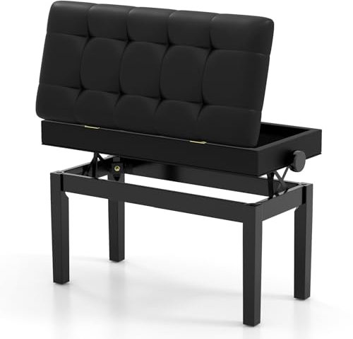 MZBDYYF Piano Bench with Storage Compartment - Height Adjustable Keyboard Duet Seat with Padded Cushion - Classic Dressing Table Stool for Kids and Adults