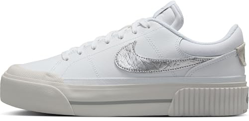 Nike Schuh Nike Court Legacy Lift Schuh Für Damen, White/Metallic Silver-Light Bone, HQ2307-100, 38.5 EU (7.5 US)