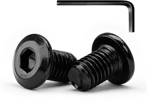 M4 x 12mm 10Pcs Tête Plate Vis D'assemblage à Six Pans Creux, Vis à Tête Plate, Acier Inoxydable A2 V2A, Boulons de Meubles, Filetage Complet, Oxyde Noir (Avec Clé Hexagonale)