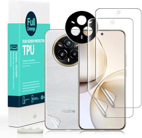 Ibywind 2 Piezas Protector Pantalla para Realme 14 Pro+ 5G 6,83+1 Pieza Protección Cámara+1 Pieza Protección Trasera Fibra Carbono,Protector hidrogel TPU