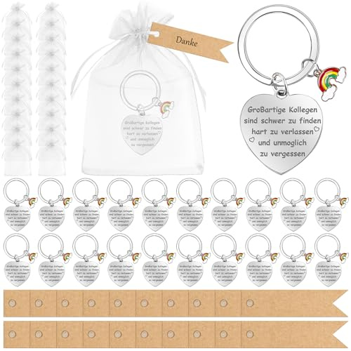 BAIFULAI Abschiedsgeschenke für Kollegen, 20 Set Schlüsselanhänger Kollegin, Großartige Kollegen Sind Schwer zu Finden Kollegen Schlüsselanhänger, Vielen Dank Geschenkanhänger Jobwechsel Geschenk