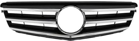 Front Kühlergrille Schwarz Glänzend Für GTR Style Frontgrill Für Benz C-Klasse W204 2008–2014 C180 C200 C350 Chrom-Silber Raute-Kühlergrill(Style I)