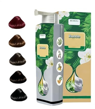Beirou 200 ML Bubble Hair Dye, Natural Plant Extract Non Damage Hair Dye for Grey Hair (Natural Black)