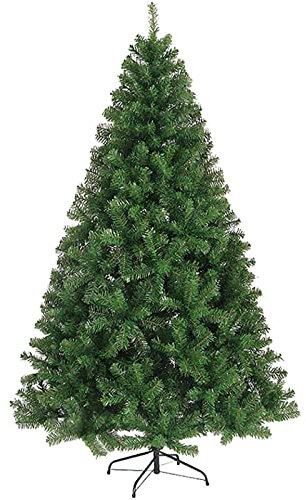 Árbol de Navidad artificial verde de 210 cm, puntas gruesas de ramas gruesas, para interiores y exteriores, árbol de pino de Navidad grande con soporte de metal resistente, decoración colorida para