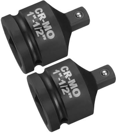 sourcing map 2pcs Impact Socket Adapter 1 Female to 1/2 Male Square Drive Reducer Standard SAE CR-MO Steel Converter Impact Driver Ratchet Wrench Breaker Bar Conversion, Black