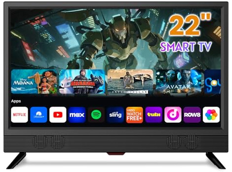 ZOSHING 22 Inch Smart TV,Small Television with HDMI Input,Built-in Digital Tuner/USB-Supports Wall-Mounted-for Bedroom,Kitchen,RV - Includes Remote Control(Black) (22INCH)