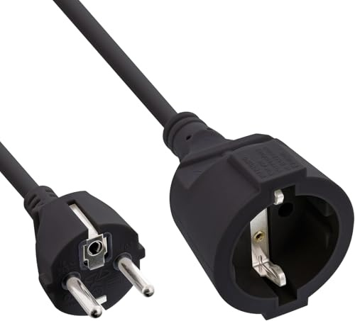 InLine Schutzkontakt-Verlängerungskabel CEE 7/7 für Innenbereich, GS-zertifiziert mit Kinderschutz, 230V, H05VV-F3G1,5, 5m, schwarz, 16405