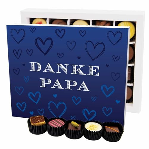 Hallingers Genuss Manufaktur Pralinen Vatertagsgeschenk - ohne Alkohol, handmade aus Confiserie-Edelkakao in wertiger XL-Geschenkbox Danke Papa, Geschenkidee für Papa Opa