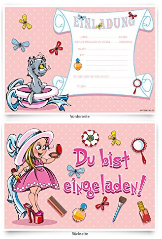 Kartenecke.de - Einladungskarten (8 Stück) zum Selbstausfüllen für Kindergeburtstag - Schminke