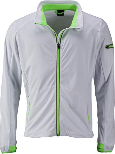 James & Nicholson Herren Men's Sports Softshell Jacket Jacke, Weiß (White/Bright-Green White/Bright-Green), X-Large