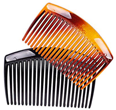 Fodattm 4PCS Black and Brown Hair Side Comb with Teeth French Hair Accessories Hair Clip Clamp for Women Men (3.3 inches - 23 teeth)