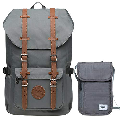 KAUKKO Laptop-Rucksack, funktionelle Outdoor-Tasche für Reisen & Camping, Studentenrucksack für Studenten, Grau-Set Ki02+ep5-11, one size, Tagesrucksack