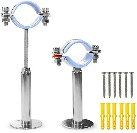 WYKA 2 Pack Heavy Duty Pipe Strap 304 Stainless Hose Clamp Wall Ceiling Mount Ring Hanger Adjustable Bracket (3(76mm)(100+100mm))