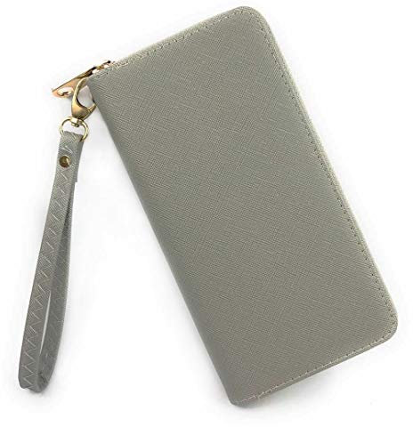 Portafoglio Donna Zip Around In Pelle Sintetica Grande Elegante Spazioso Capiente Con Portamonete Portatessere Idea Regalo - Grigio