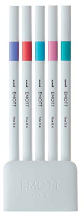 Uni Emott Fineliners - Set of 5, Candy Pop Colors