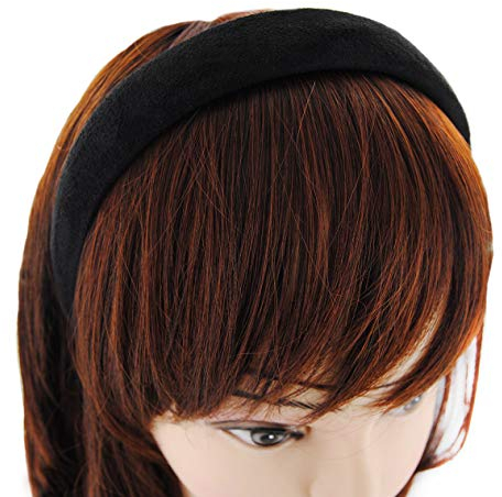 axy Haarreif mit Flanell Haarband Vintage Hairband Stirnband Klassische und modische Haarreifen (Leder Optik) HRK5 (Schwarz)