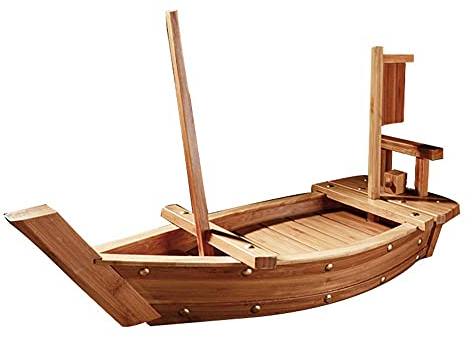 XBSXP Bandeja de Servir de Barco de Sushi Modelo de Barco Cocina Japonesa de bambú Natural Sashimi Platos fríos Surtidos Adorno de vajilla, para Hotel en casa, Longitud 60cm