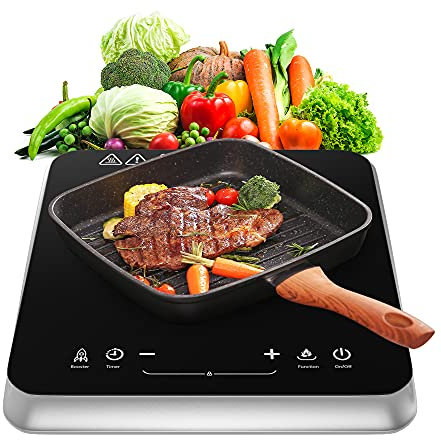 COOKTRON Portable Induction Hob 2000W With Fast Warm-Up Mode, Single Induction Cooker With 10-Level Power and Temperature Control, Electric Induction Hot Plate With Child Lock, 4-Hour Timer