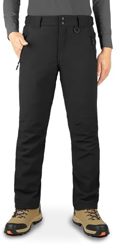 33,000ft Men's Waterproof Trousers Warm Fleece Lined Ski Snow Pants Thermal Softshell Trousers for Golf Hiking Walking Black 40W/30L