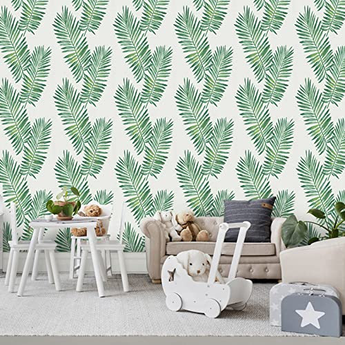 ZAHHYG Wallpaper Emerald Green Leaves Wallpaper for Living Room Bedroom Modern Design Wall Paper 3D Wallpaper Home Decoration for TV Backdrop Wallpaper Murals21x394 inches/53x1000cm(Width x Height)