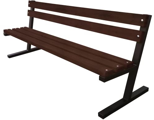 Primario Grande Boston Sitzbank für Garten, Vorgarten, Stadt und Gemeinde, Massiv und Stabil, Draußen, Holz, Stahl, Wetterfest, Outdoor