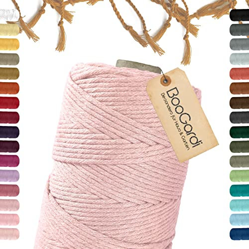BooGardi Makramee Garn · viele Farben · Hellrosa 5mm x 100m · 3mm oder 5mm · Wollgarn · kreatives knüpfen weben Stricken · DIY Boho Garn