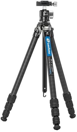 Leofoto LY-224C+LH-25 Kit de trípode de fibra de carbono de 4 secciones en forma de Y (negro/azul/rojo/amarillo) - negro