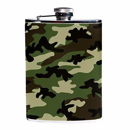 Petacas para licor,camuflaje militar clásico floral,Frasco a prueba de fugas de acero inoxidable y frasco de embudo para hombres y mujeres