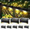 Solpex Luces solares para terraza, paquete de 8 luces solares para escalones al aire libre, luces solares impermeables para escaleras al aire libre, escalón, valla, patio, (negro, blanco cálido)