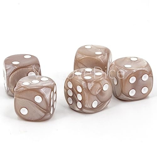W6 Würfel (16mm) in beige/weiße Punkte - Made in Germany - WeLoveBeads - 5 Stück